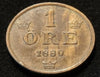 1880 Sweden 1 Ore Old Coin