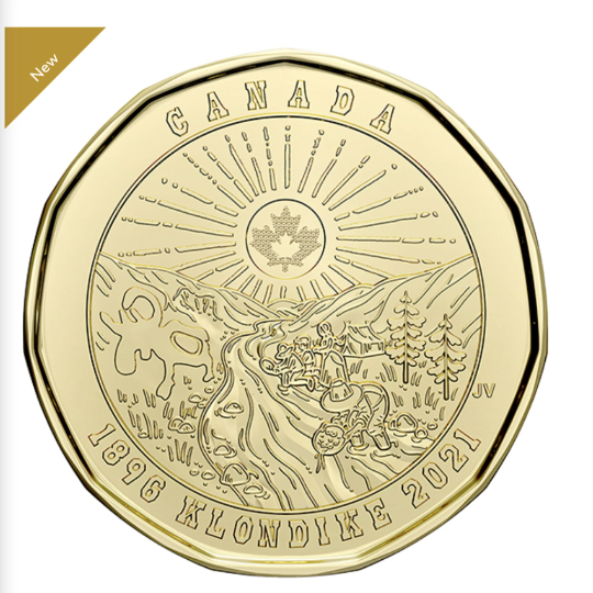 2021 Kanada Klondike Gold Rush Loonie Münze, farbig/ungefärbt BU