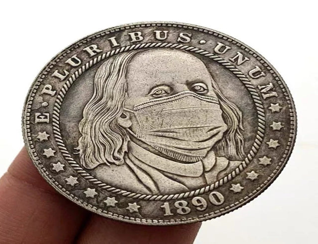 Hobo Coin - Franklin with mask in Protective Plastic Capsule Copper Engraved