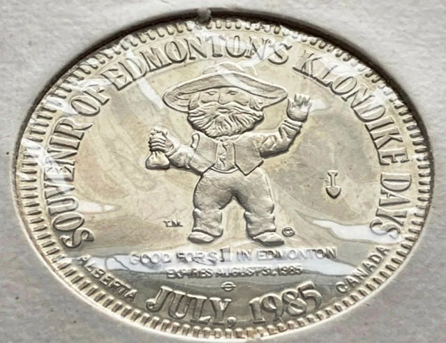 1985 Edmonton Alberta Klondike Days Dollar 1 Trade Token - Pelle Mint Mark