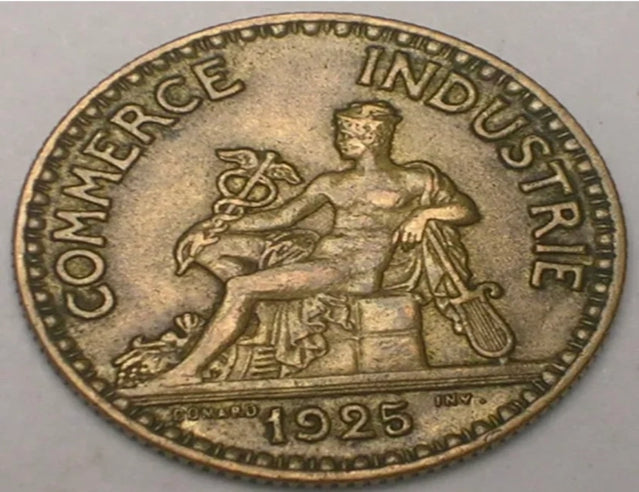 1925 France French 2 Francs Chamber of Commerce Coin XF