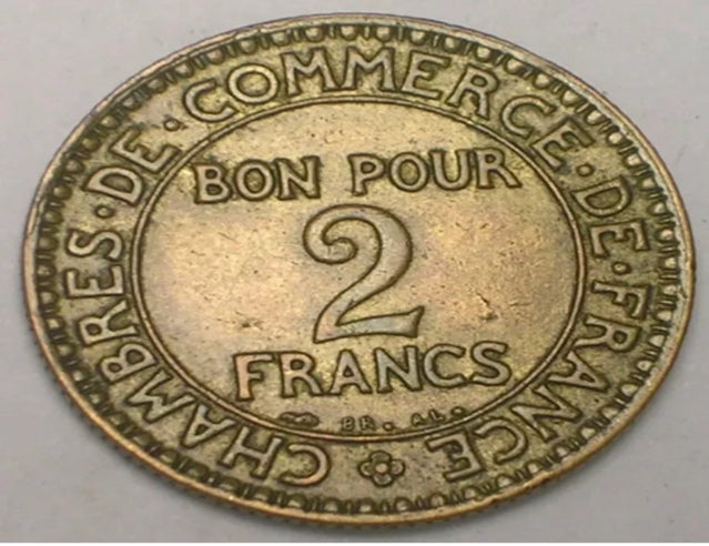 1925 Frankreich Französische 2-Franken-Handelskammermünze XF