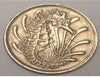 1970 Singapore Singaporean 10 Cents Seahorse Coin XF