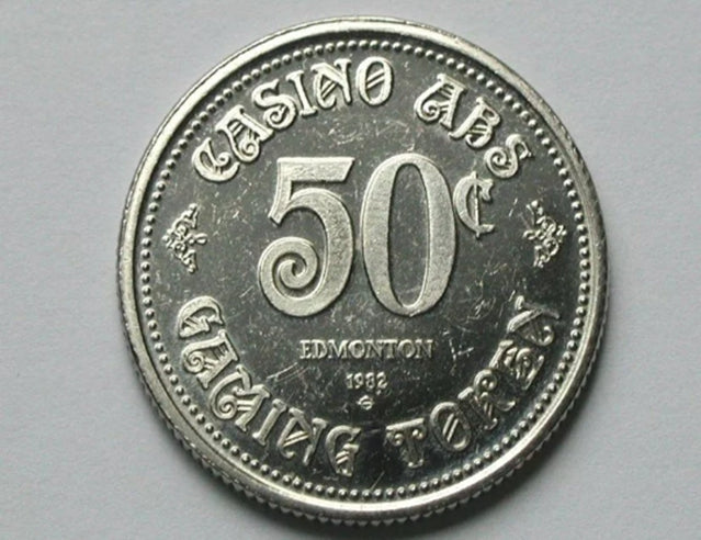 Edmonton AB KANADA 1982 Casino ABS (Alberta Bingo Supplies) 50 Cents Metalltoken