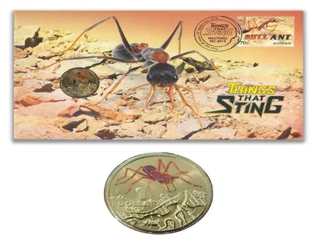 Red Bull fourmi insecte australie 2014, pièce commémorative de 1 dollar, pièce d'affranchissement, couverture du premier jour, carte de pièce de monnaie