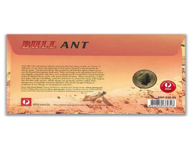 Red Bull fourmi insecte australie 2014, pièce commémorative de 1 dollar, pièce d'affranchissement, couverture du premier jour, carte de pièce de monnaie