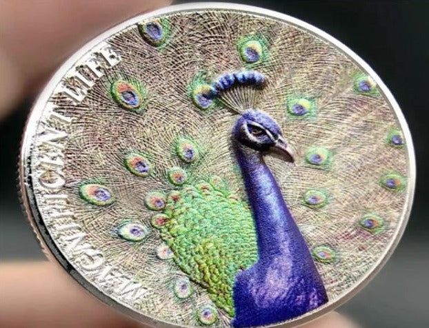 Lucky Coin - Peacock - Craft Gift Coin Colored