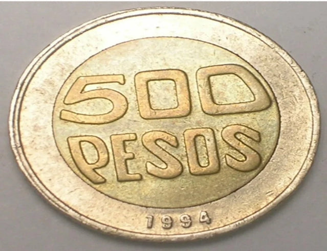 1994 Colombie Colombien 500 Pesos Guacari Arbre Bimétallique Pièce XF