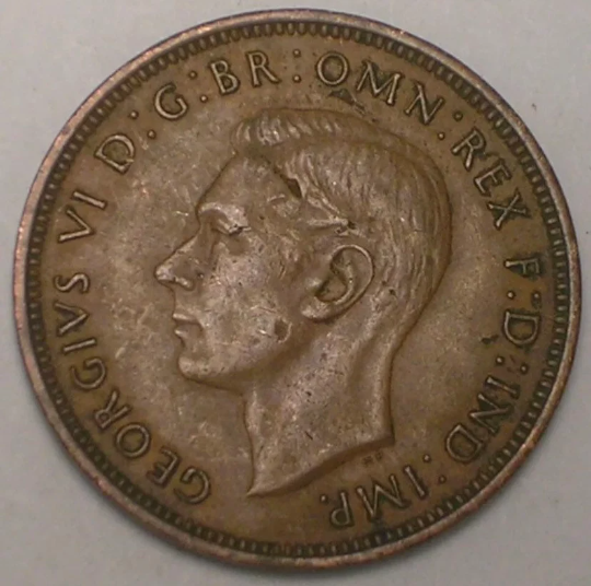 1942 Großbritannien Großbritannien Britische halbe 1/2 Penny Kriegsschiffmünze VF