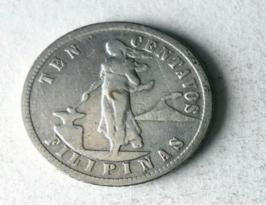 1903 Philippines 10 centavos - rare date vintage silver coin VF