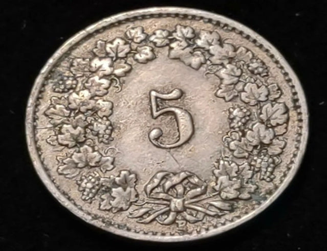 1929 Switzerland 5 Rappen Old Coin