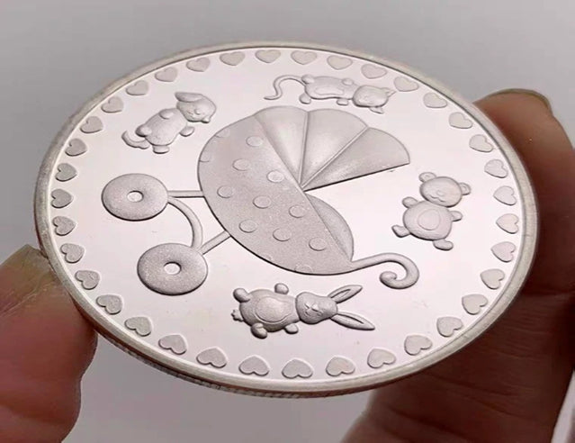 Lucky Coin - Baby on the way Craft Gift Coin Colored Silver plated