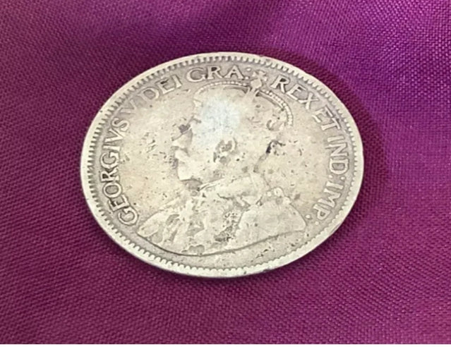 Pièce de 10 cents en argent canadien de 1918, argent 925, roi George V