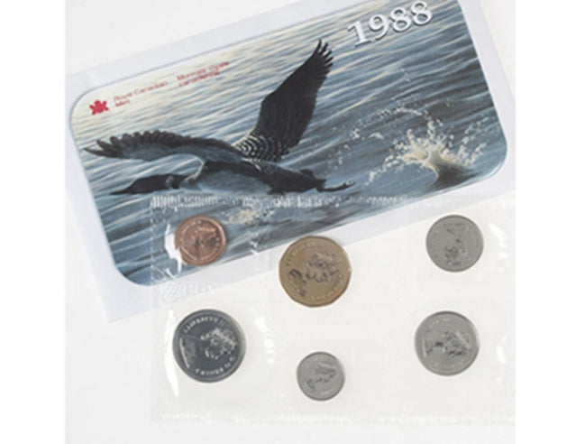 Canada : 1988, série de pièces de monnaie de qualité épreuve numismatique/hors-circulation, variété de logos