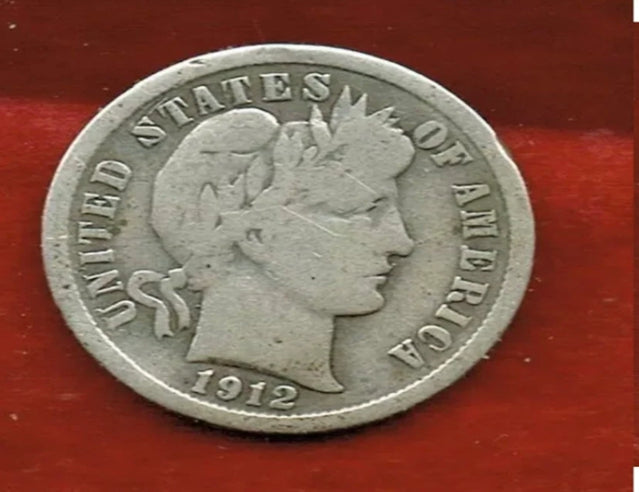 États-Unis 1912 Dime Barber Silver High Grade