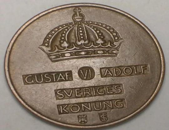 1953 Schweden Schwedische 5-Erz-Kronenmünze VF+