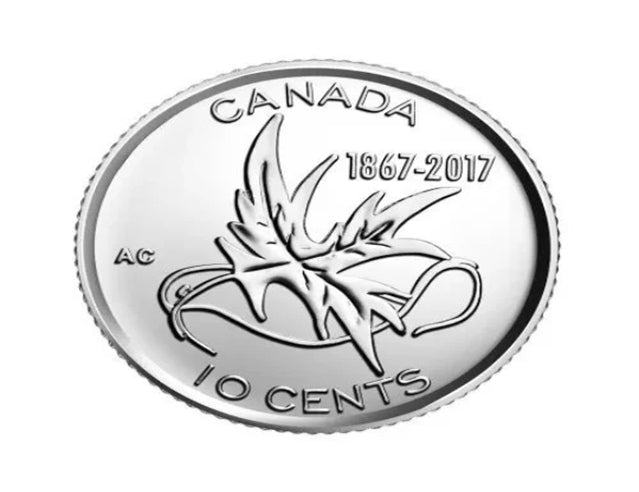 2017 (1867-) Pièce de monnaie canadienne de 10 cents Ailes de la paix 150e anniversaire BU