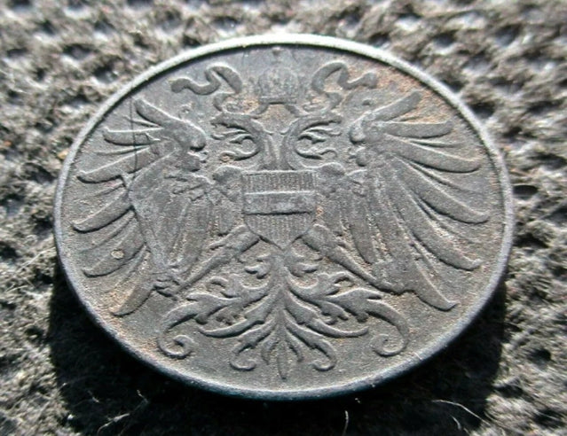 old coin of Austria-hungary empire 2 heller 1917 world war i emperor karl i