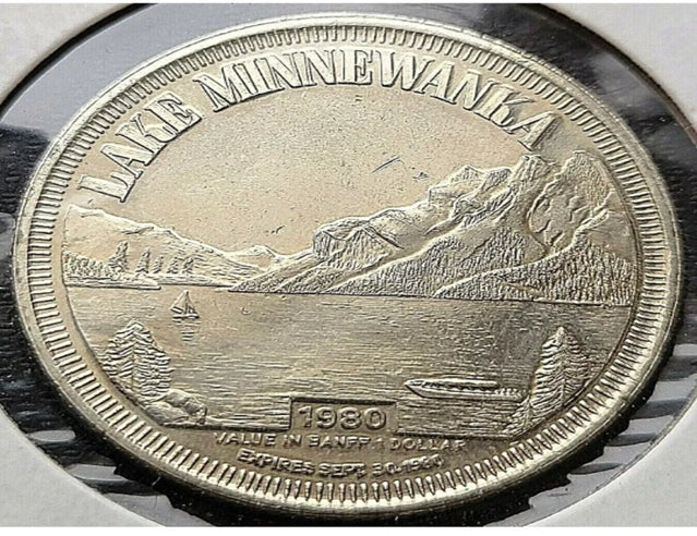 1980 Banff Alberta 1 Handelstoken – Lake Minnewanka – Banff Lake Louise Dollar