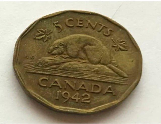 Canada 5 Cents 1942 Tombac Georges VI VF