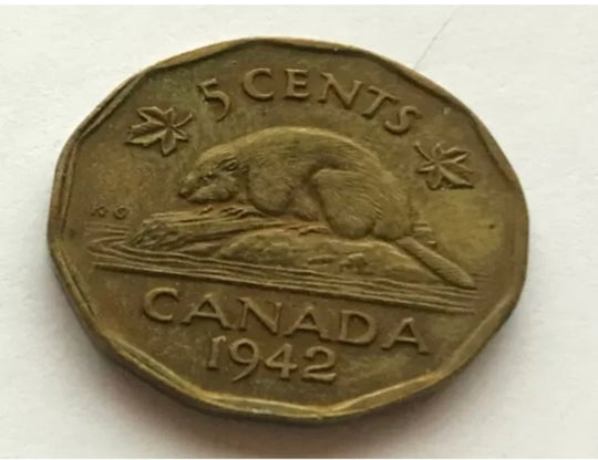 Kanada 5 Cents 1942 Tombac Georges VI VF