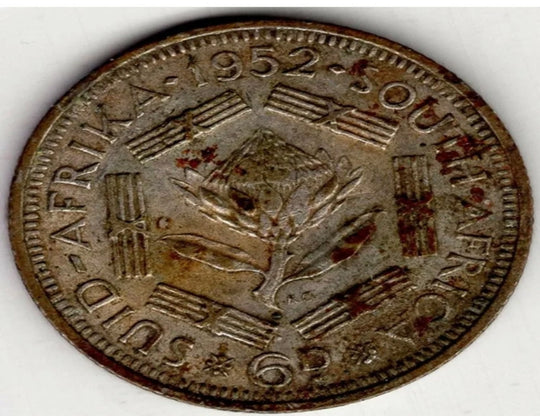 1952 Afrique du Sud six 6 pence George VI pièce du monde en argent