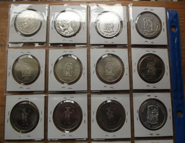 16x Nova Scotia-Token, Metalle, Exonumia-Münzen gemischt und gleiche Jahre