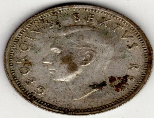 1952 Südafrika sechs 6 Pence George VI Weltsilbermünze