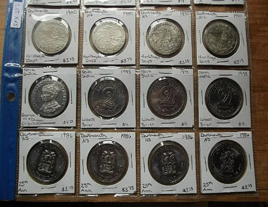 16x Nova Scotia-Token, Metalle, Exonumia-Münzen gemischt und gleiche Jahre