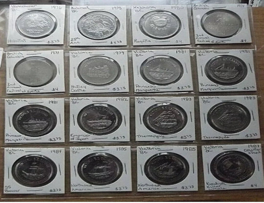 16x British Columbia trade dollars mixed and same years