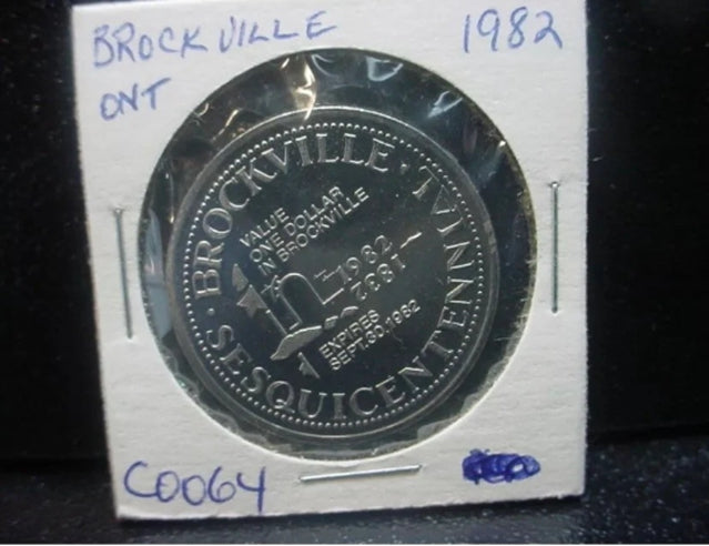 1982 Brockville Ontario 150th Sesquicentennial 1.00 Trade Dollar Token