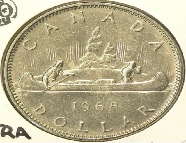 1968 Canada 1 Dollar Extra Water Line UNC