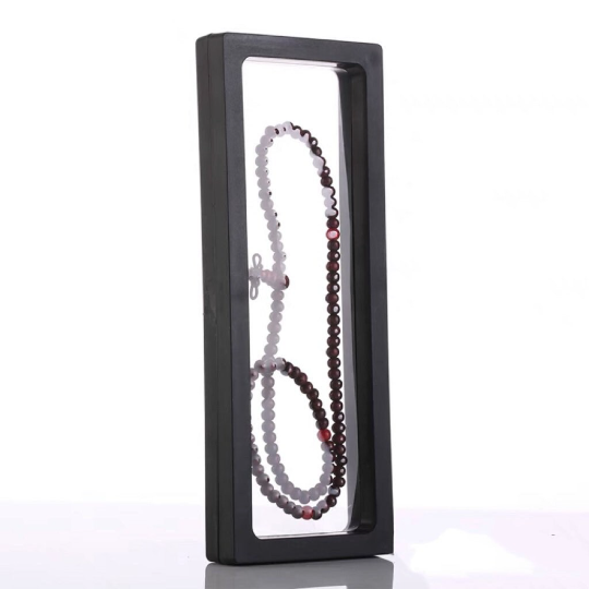 Black White 3D Floating Frame Holder Box Coins Jewelry Display Case Large