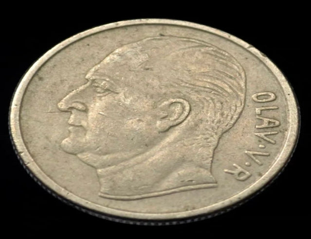 1963/ 1972 Norvège Norvégien One 1 Krone Horse King Olav Coin VF