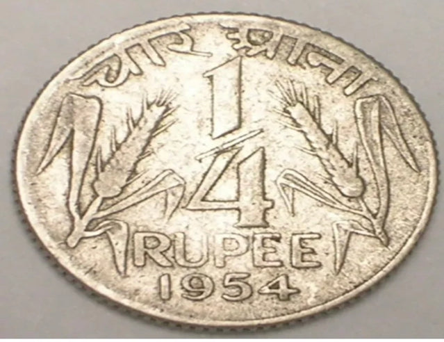 1954 Indien Indian Quarter 1/4 Rupie Getreidemünze