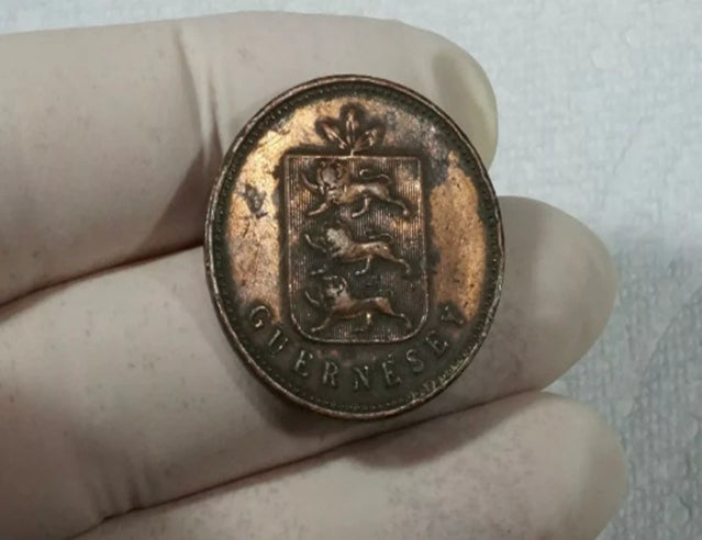 1830 Guernsey 4 doubles coin circulated