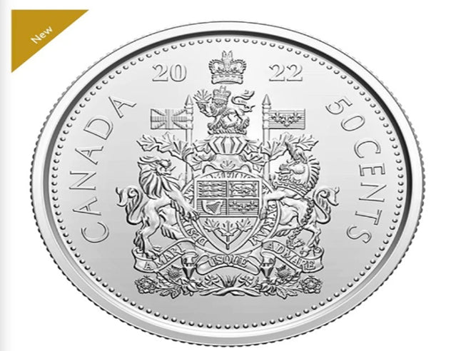 2022 Canada Half Dollar CoinFifty Cent Coat of Arms from Special wrap roll