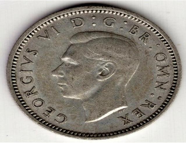 1942 Great Britain six 6 pence george vi silver world coin