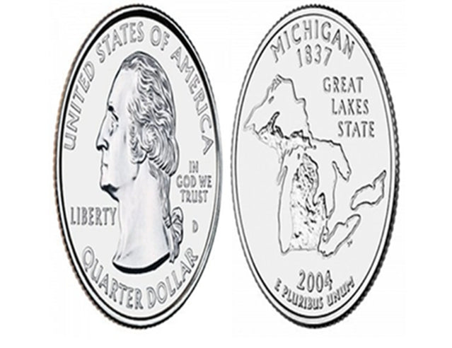 2004 50 États et territoires US Michigan Quarters UNC P & D Mark