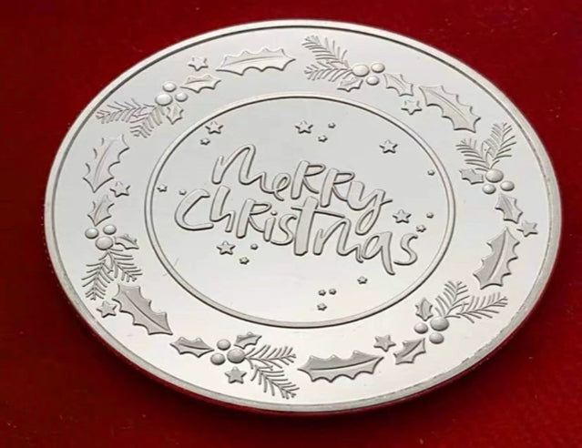 Pièce porte-bonheur en forme de flocon de neige du père noël, cadeau artisanal coloré, plaqué argent