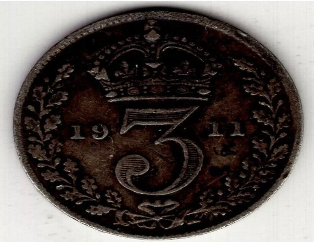 1911 Großbritannien drei 3 Pence George V Sterling Silber Weltmünze