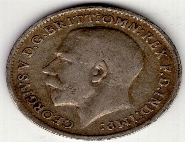 1912 Grande-Bretagne trois 3 pence George V pièce du monde en argent sterling