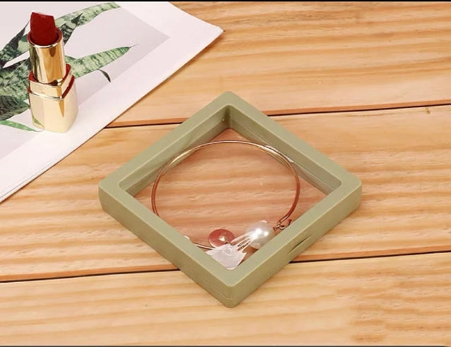 2 Pcs 3D Floating Frame Holder Box Coins Stamp Jewelry Display Case Color Box with free stand base Gift box 90mm*90mm