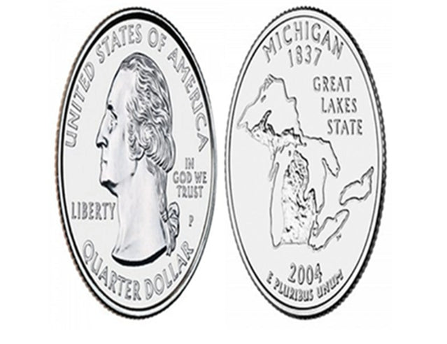 2004 50 États et territoires US Michigan Quarters UNC P & D Mark