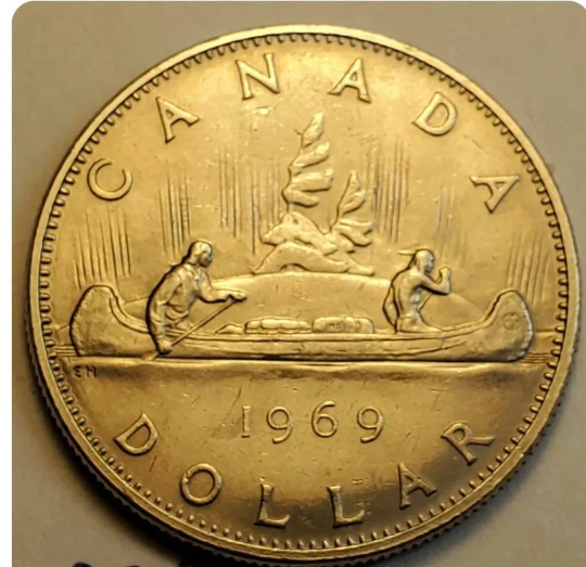 Pièce d'erreur 1969 Double Légende & Perles Pièce d'un dollar CANADA