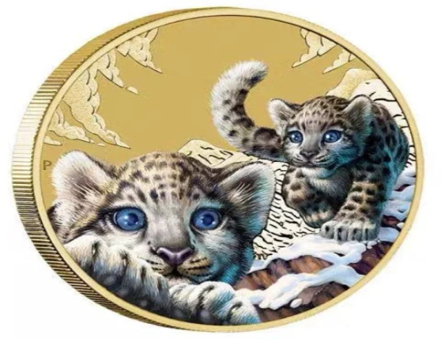 Livre de cartes d'animaux léopard des neiges Tuvalu, Australie 2016, cachet de la poste commémoratif de 1 dollar