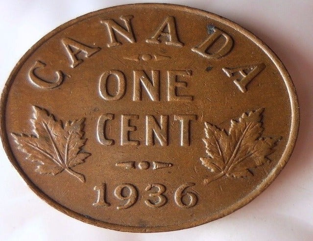 1936 1 Cent Canadian Penny circulé en très bon état