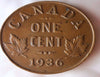 1936 1 Cent Canadian Penny Circulated very Fine Condition