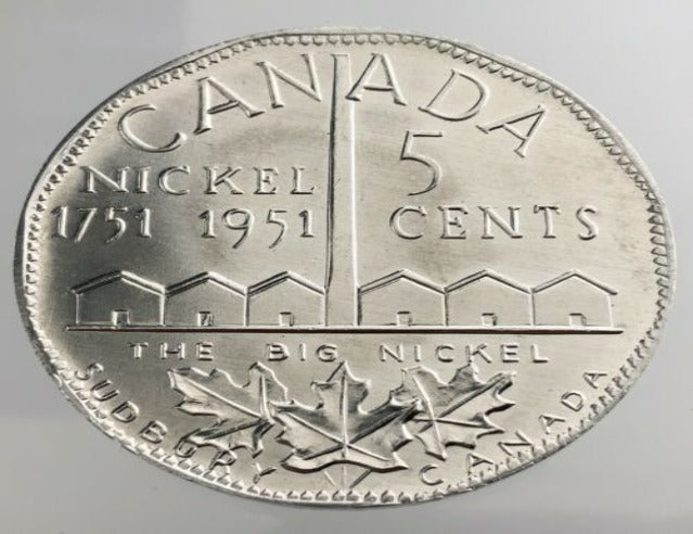 Pièce commémorative de 5c en aluminium Big Nickel de 1951