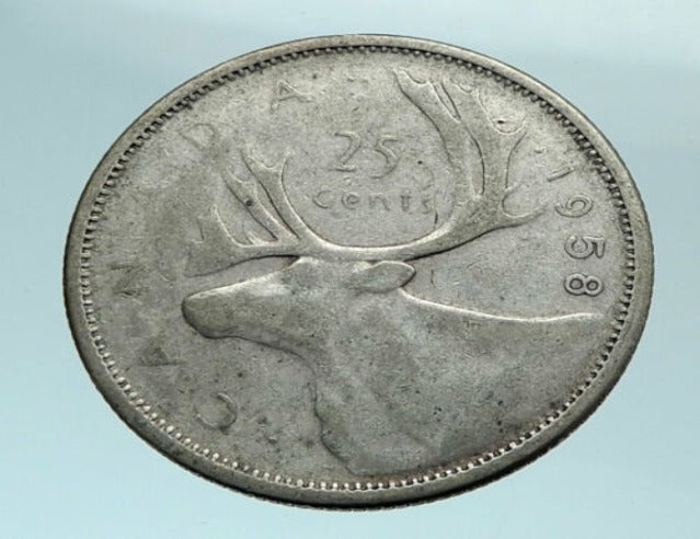 Canada 1958 25 Cent Coin Canadian Quarter 80% Silver